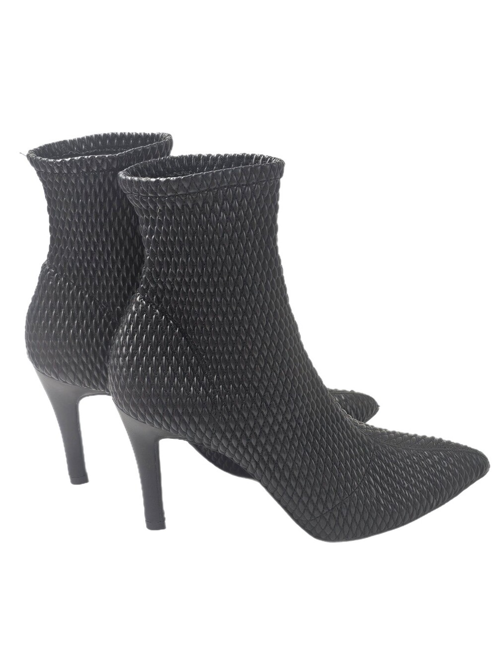 MIA Maegan Black Textured Stretch Sock Booties Stiletto Pointed Toe Size 8M